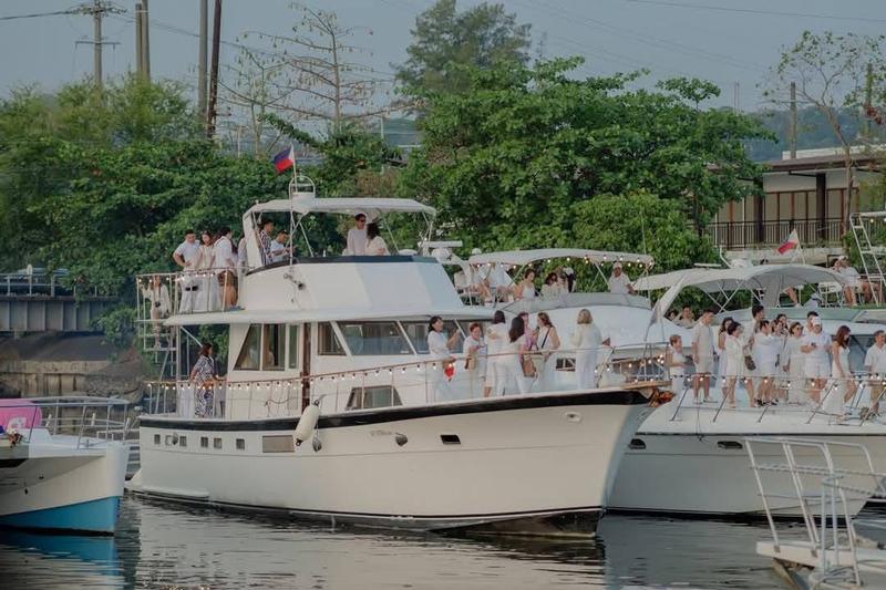 Boarding a yacht at the dock