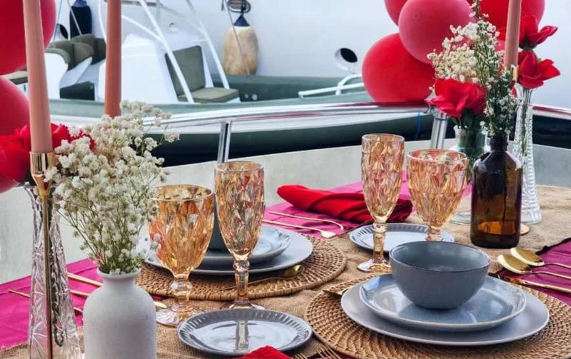 Dinner table setting for two
